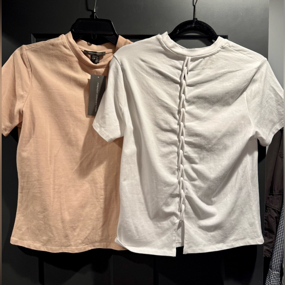 2 French Connection tops (white and tan)